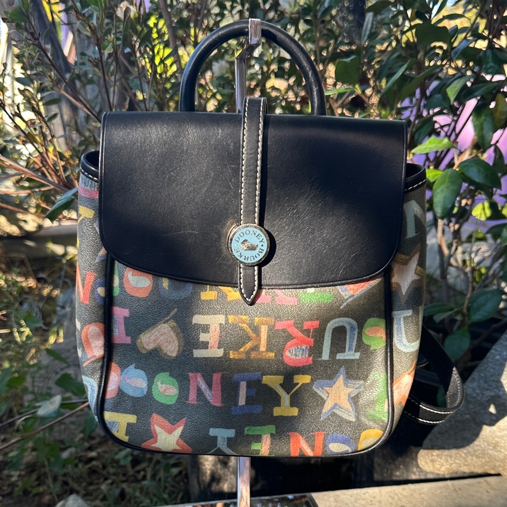 Authentic Dooney & Bourke Y2K colorful doodle backpack